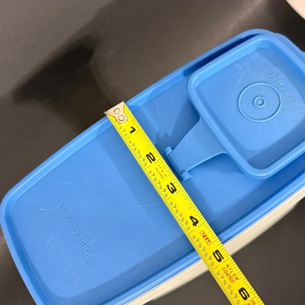 Tupperware Modular Mates Super Oval 4 Blue Flip Top Lid Clear 16.5 Cup Container